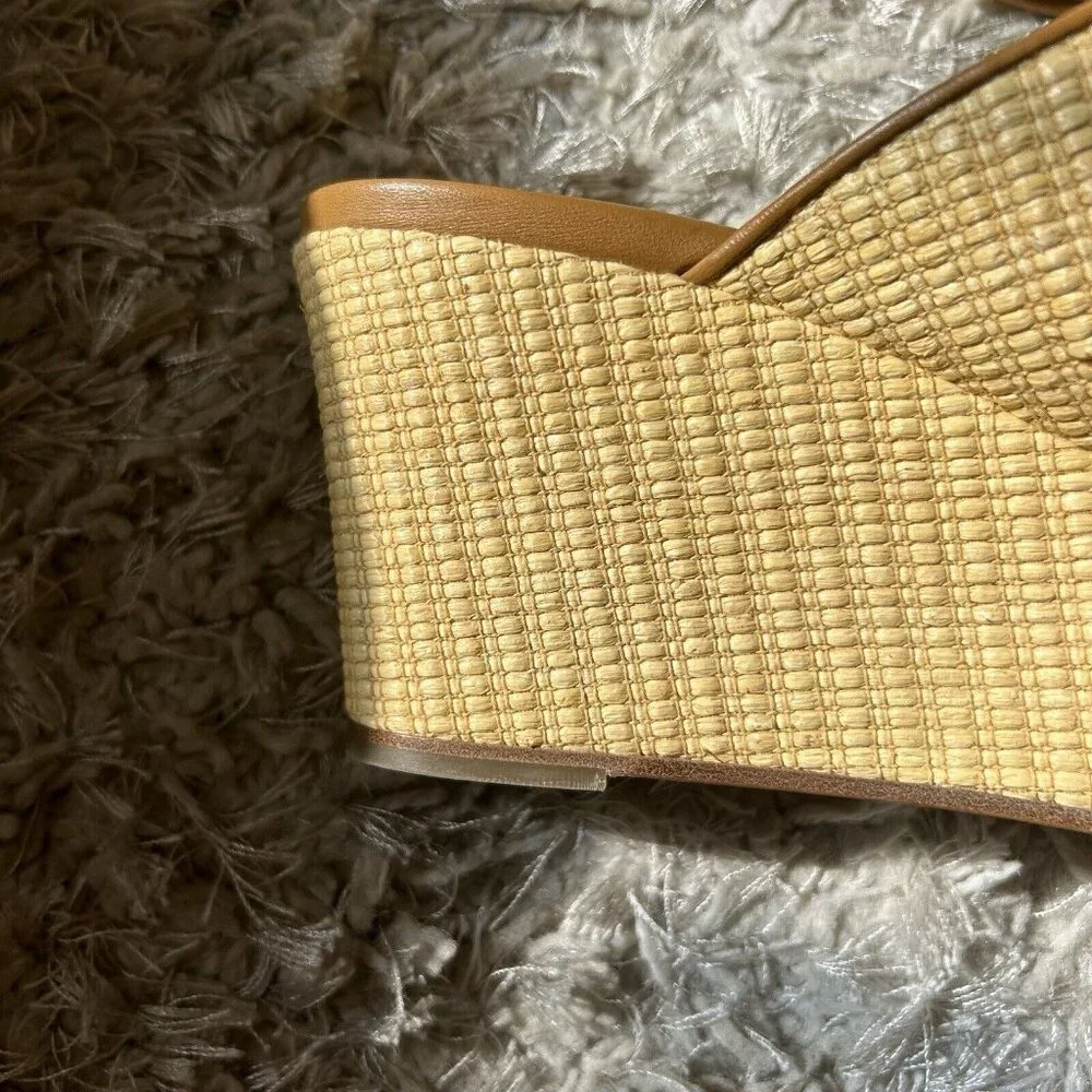 MARION PARKE Yellow Woven Crisscross Wedge Sandals